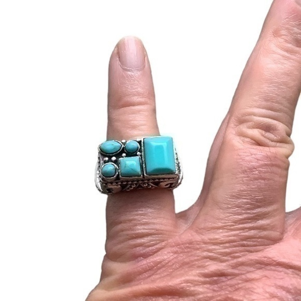 blue turquoise sterling silver ring